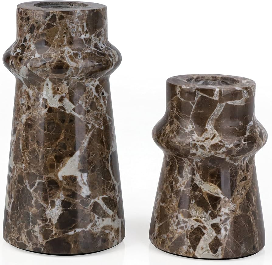 Vixdonos Marble Candle Holder Set of 2 Taper Candle Candlestick Mantle Candle Stand for Home Deco... | Amazon (US)