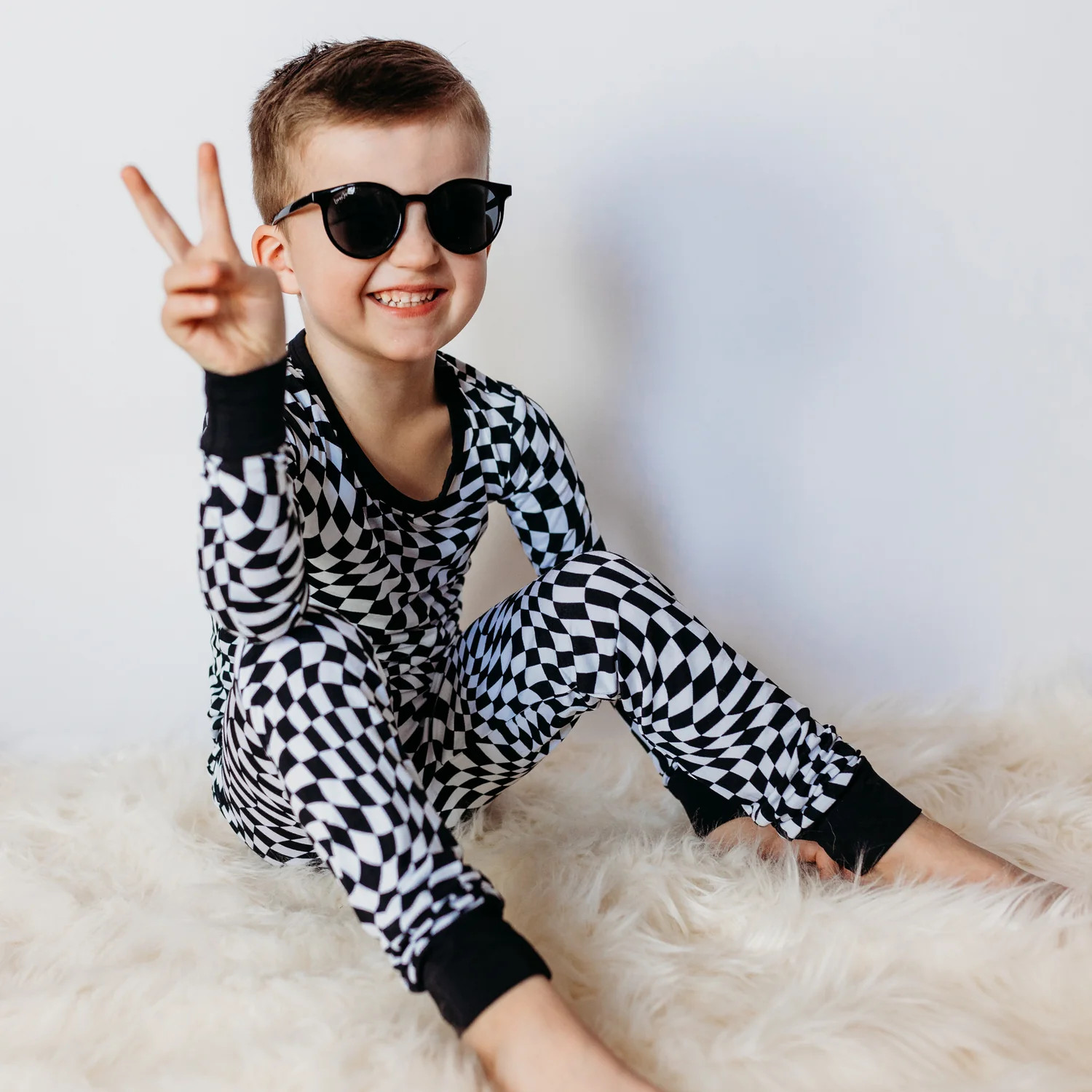 TWO PIECE SET- Black Dizzy Check | millie + roo