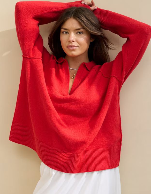 Aerie Unreal Polo Sweater | Aerie