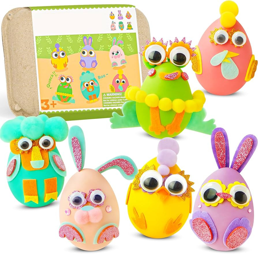 ROOCHKD Arts and Crafts for Kids, Set of 6 DIY Eggs Handcrafted Kit, Toddlers Crafting Set Birthd... | Amazon (US)