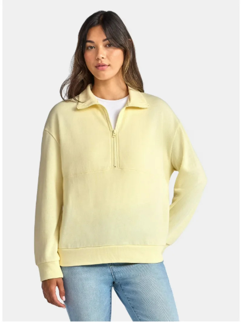 Time and Tru Women's Half Zip Fleece Sweatshirt, Sizes XS-XXXL | Walmart (US)