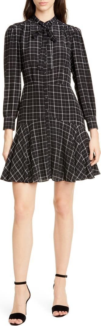 REBECCA TAYLOR Long Sleeve Plaid Silk Dress | Fall Dresses | Nordstrom Rack