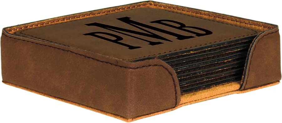 Custom Engraved Coasters | Personalized Leather Coaster | Set of 6 | Drink Coasters with Holder |... | Amazon (US)