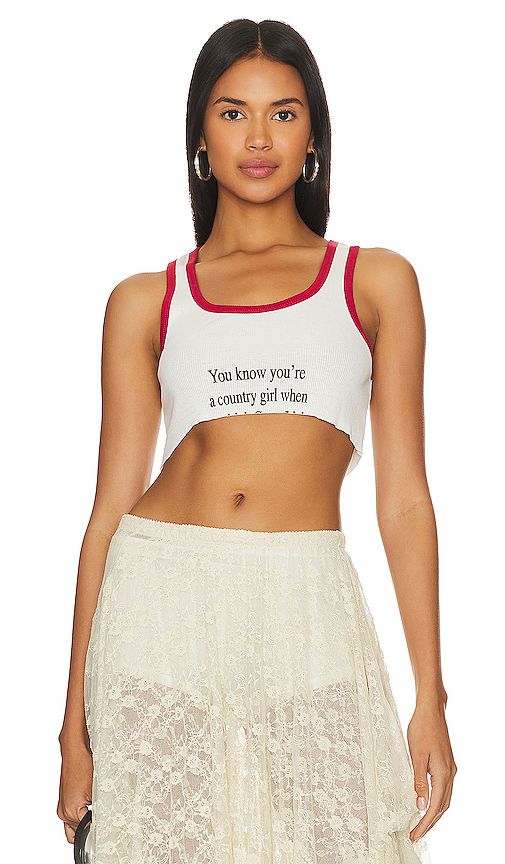 When What? Cropped Rib Tank in White & Red | Revolve Clothing (Global)