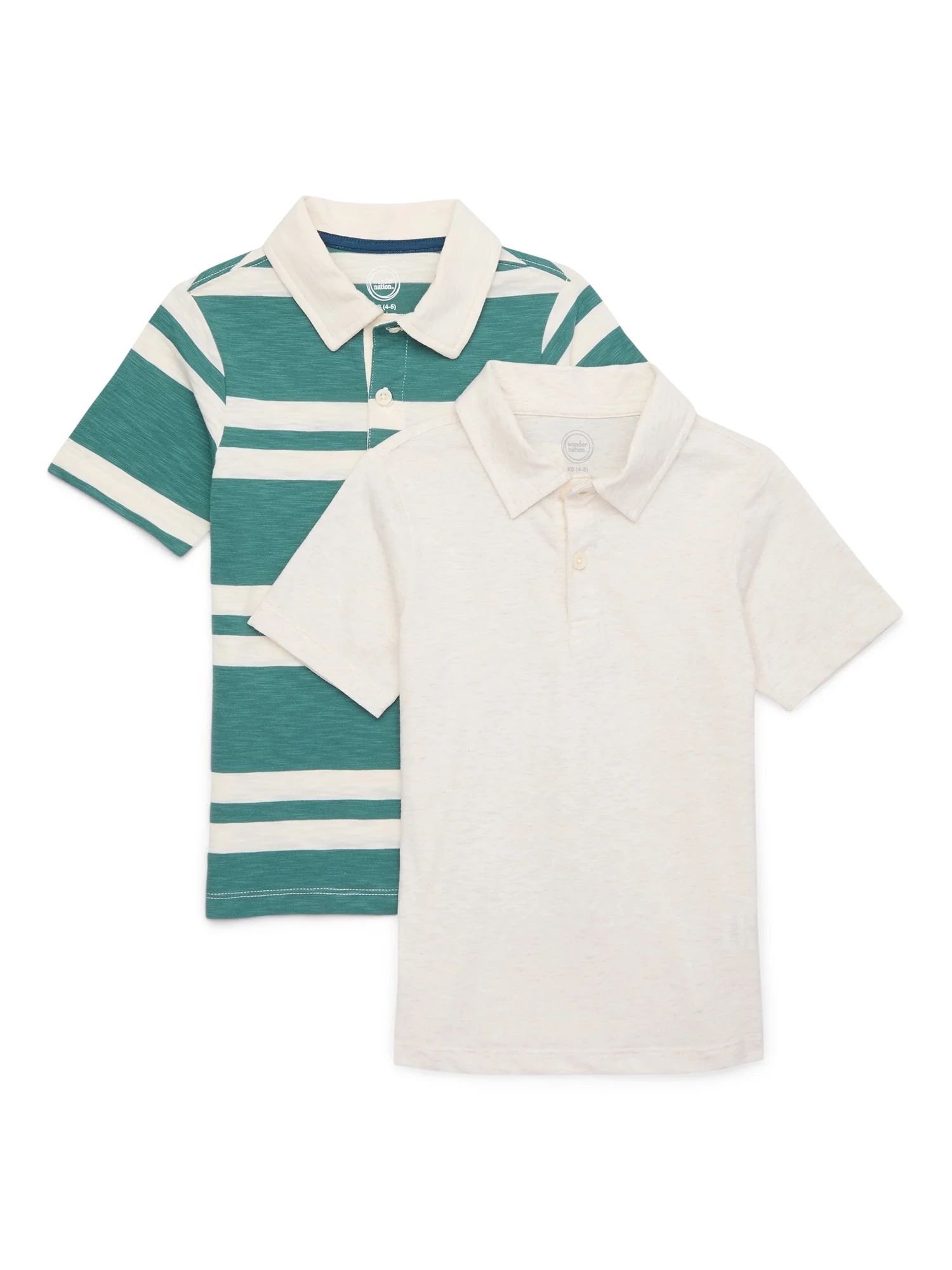 Wonder Nation Boys Short Sleeve Polo, 2-Pack, Sizes 4-18 | Walmart (US)