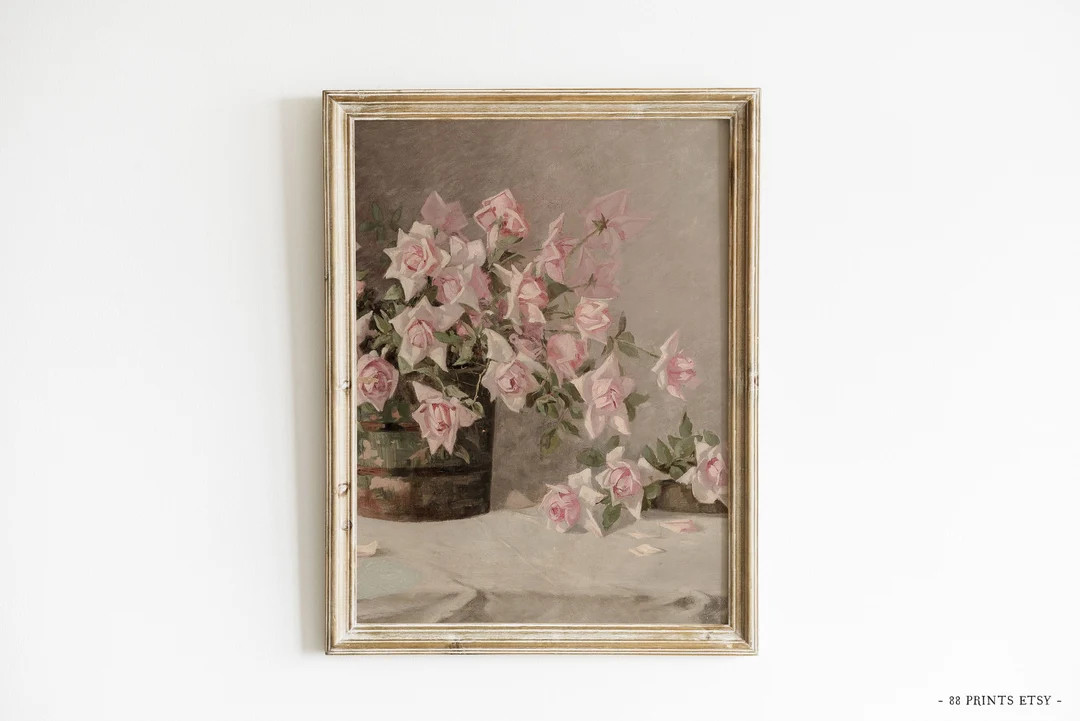 Vintage Roses Print, Valentines Print, Vintage Valentine's Day Decorations, Vintage Valentine's D... | Etsy (US)