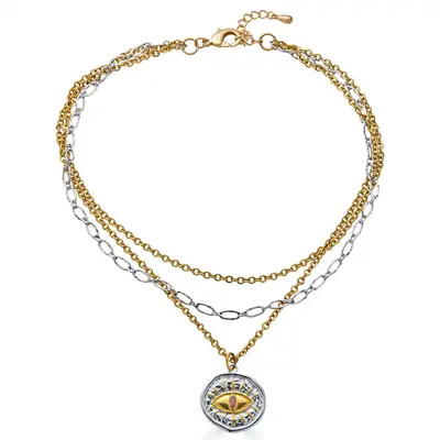 Loni Paul Jewelry Mixed Metal Three Strand Eye Charm Necklace in Gold at Nordstrom | Nordstrom