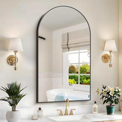 COFENY Arched Mirror, 24’’x40’’ Black Arch Mirror for Bathroom, Arched Bathroom Mirror wi... | Amazon (US)