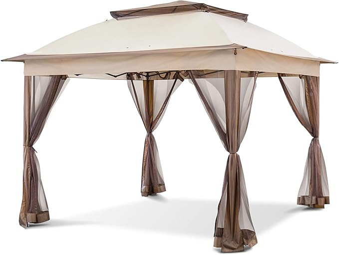 Cool Spot 11'x11' Pop-Up Instant Gazebo Tent with Mosquito Netting Outdoor Canopy Shelter with 12... | Amazon (US)