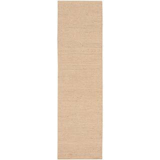 Natural Jute Bleached 2 ft. x 8 ft. Solid Contemporary Kitchen Runner Area Rug | The Home Depot