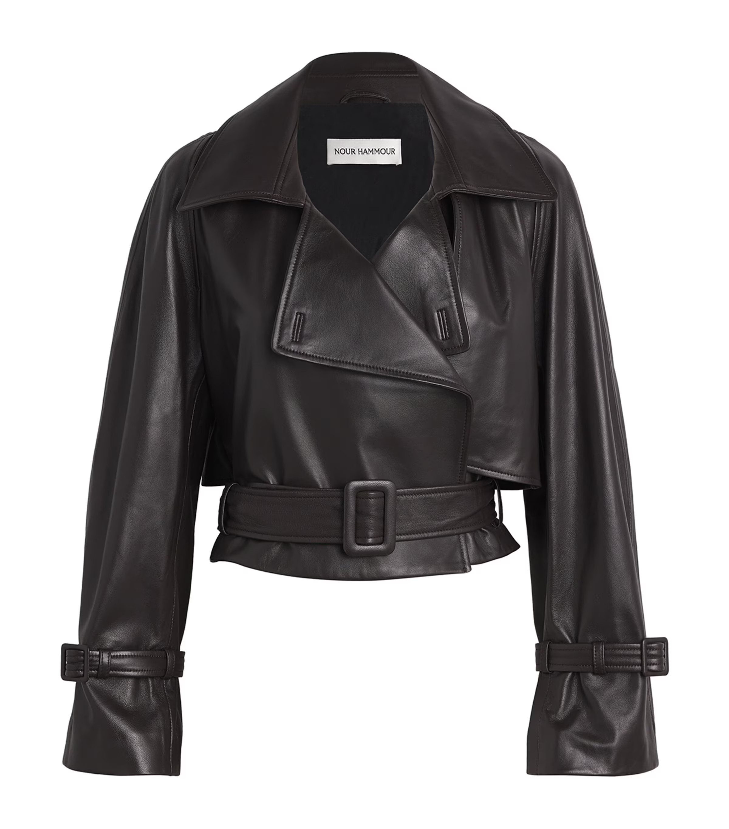 NOUR HAMMOUR Cropped Hatti Leather Jacket | Harrods
