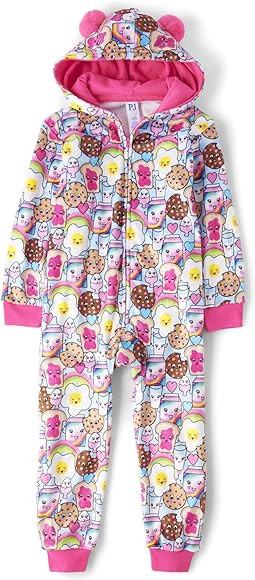 The Children's Place Girls' Long Sleeve Fleece Zip Up One Piece Pajama | Amazon (US)