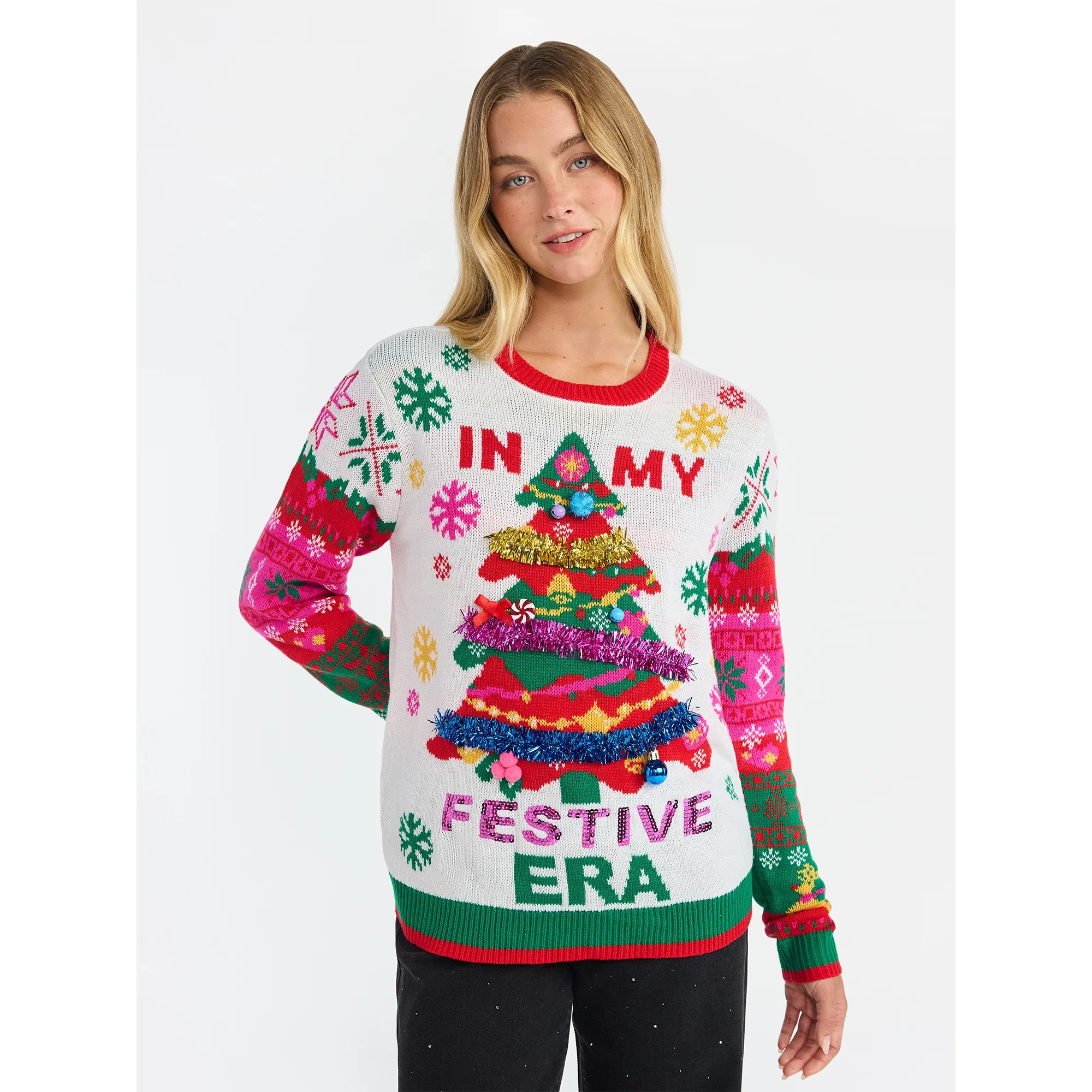 No Boundaries Christmas Sweater, Lightweight, Women's | Walmart (US)