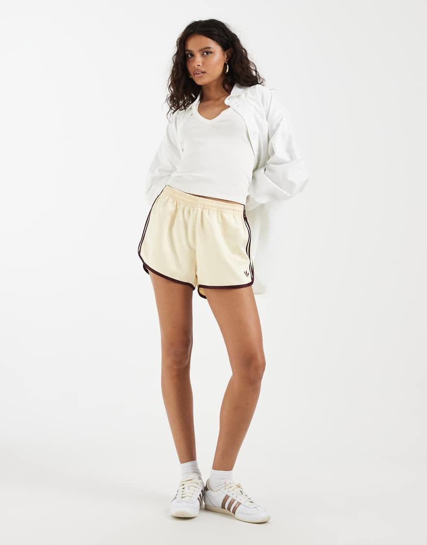 adidas Originals three stripe sprinter shorts in cream and maroon-White | ASOS (Global)