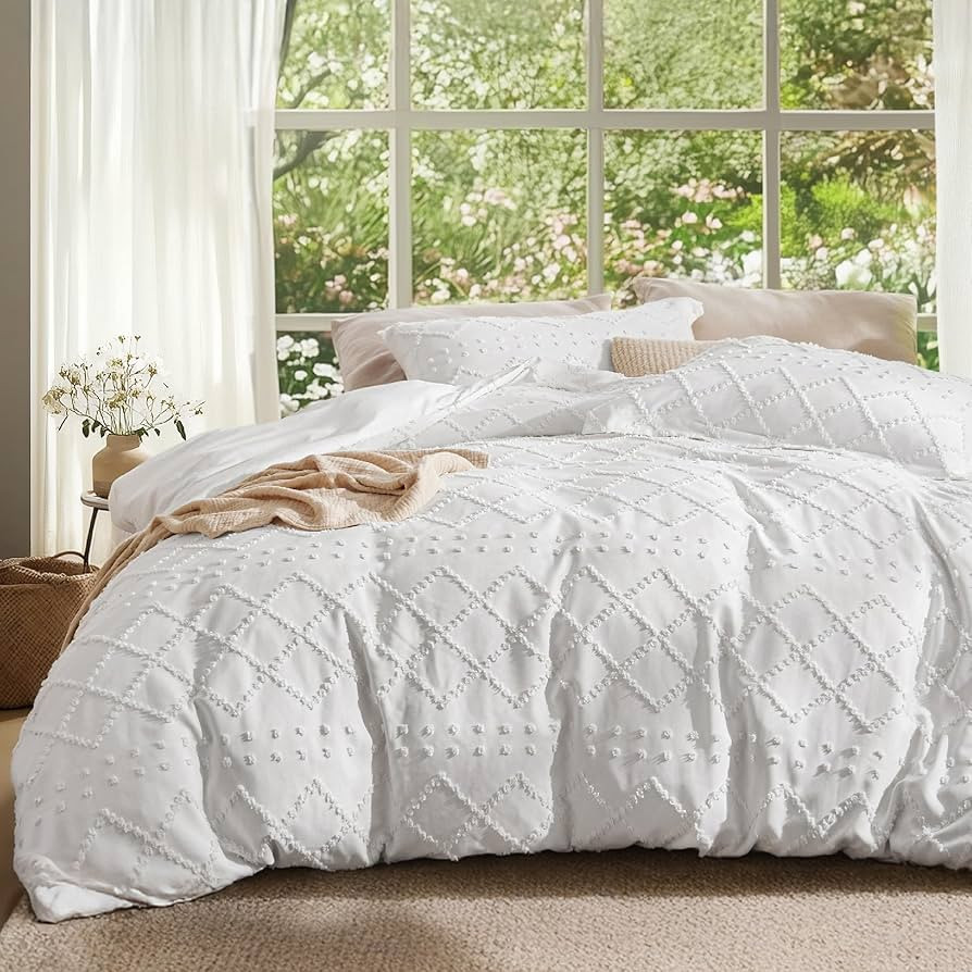 Bedsure Boho Duvet Cover Queen Size - White Breathable & Soft Boho Bedding, Machine Washable Comf... | Amazon (US)