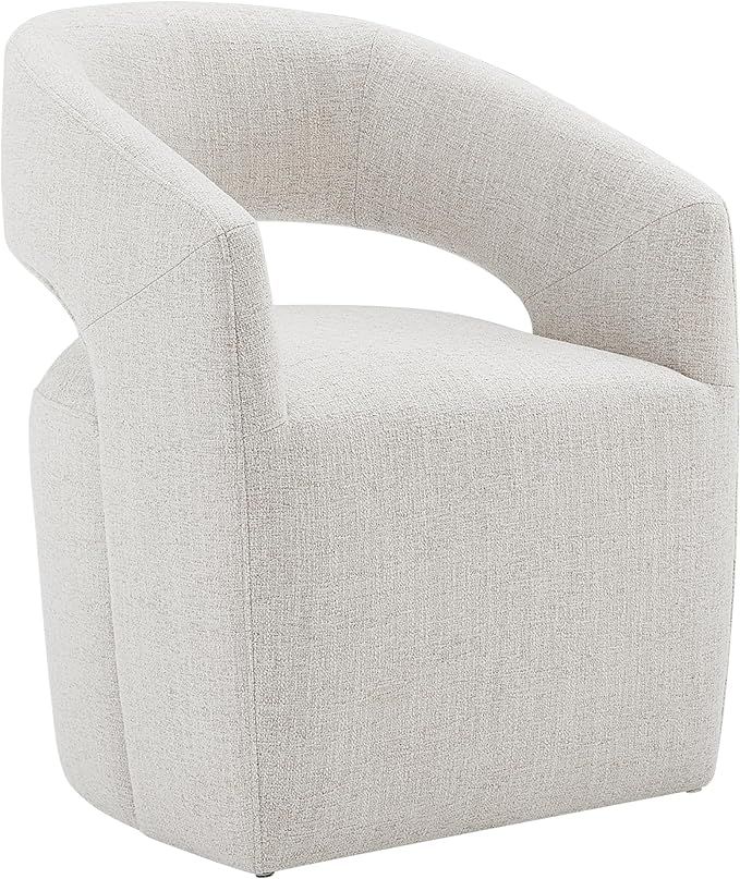 KISLOT Modern Fabric 4 Casters Dining Chair, 32.25''H, Ivory | Amazon (US)