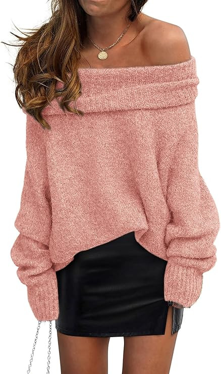 PRETTYGARDEN Women's Off The Shoulder Sweater Long Sleeve Tops 2026 Fall Loose Knit Pullover Swea... | Amazon (US)