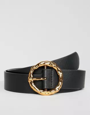 ASOS DESIGN hammered gold circle waist & hip jeans belt | ASOS (Global)