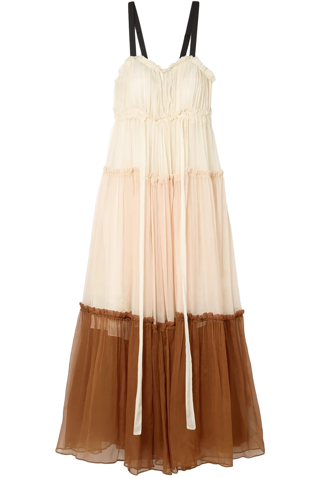 Celia gathered color-block silk-georgette midi dress | The Outnet (US and CA)