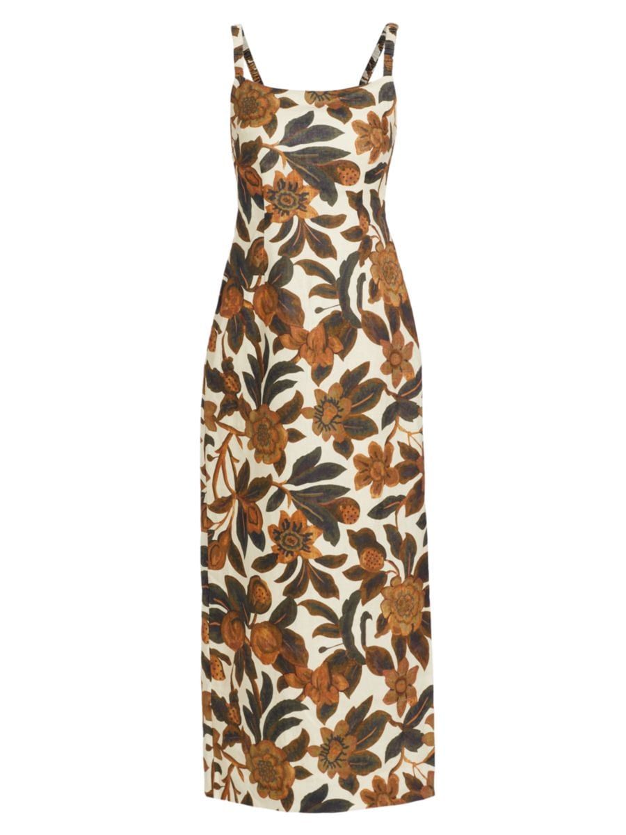 Primrose Linen Ruched Midi-Dress | Saks Fifth Avenue