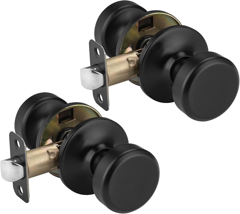 Black Door Knobs, Classic Door Knob with Lock, Privacy Door Handles Interior for Bath & Bed (Pass... | Amazon (US)