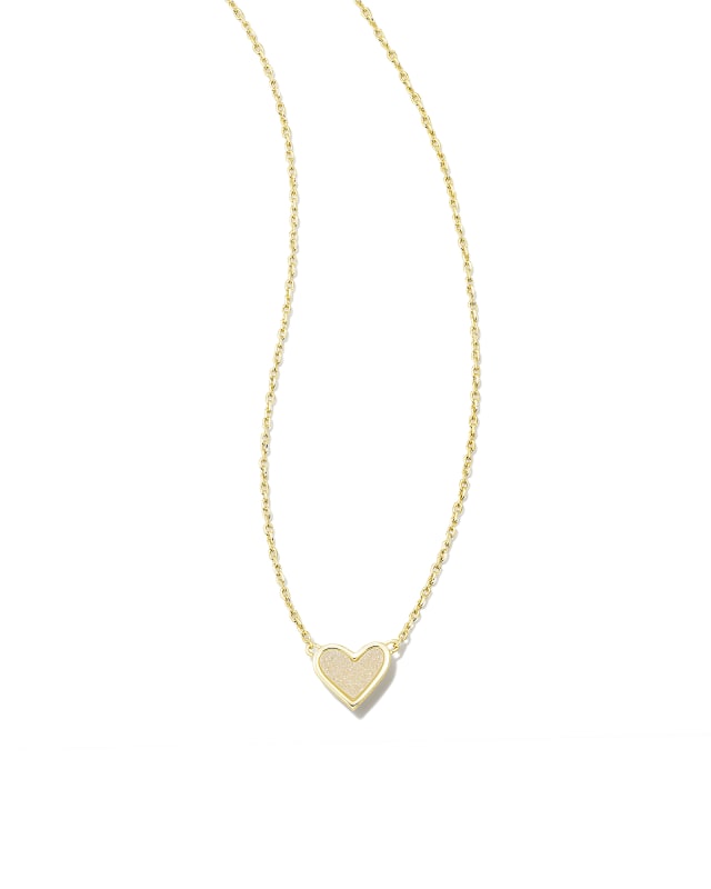 Framed Ari Heart Gold Short Pendant Necklace in Iridescent Drusy | Kendra Scott | Kendra Scott