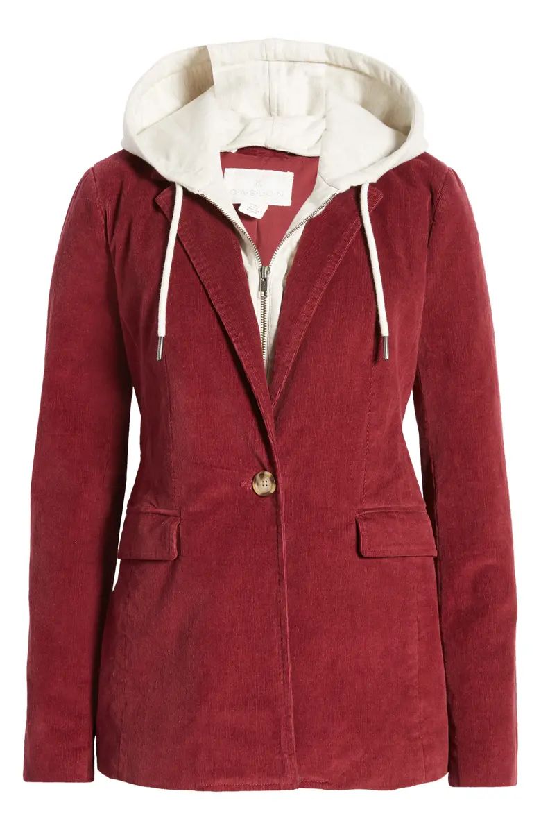 Corduroy Blazer with Removable Hood | Nordstrom