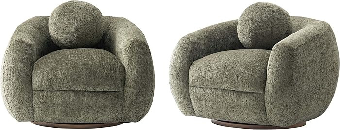 Manhattan Comfort Tribeca Swivel Accent Chairs Set of 2, Upholstered in Chenille, Kiln-Dried Birc... | Amazon (US)