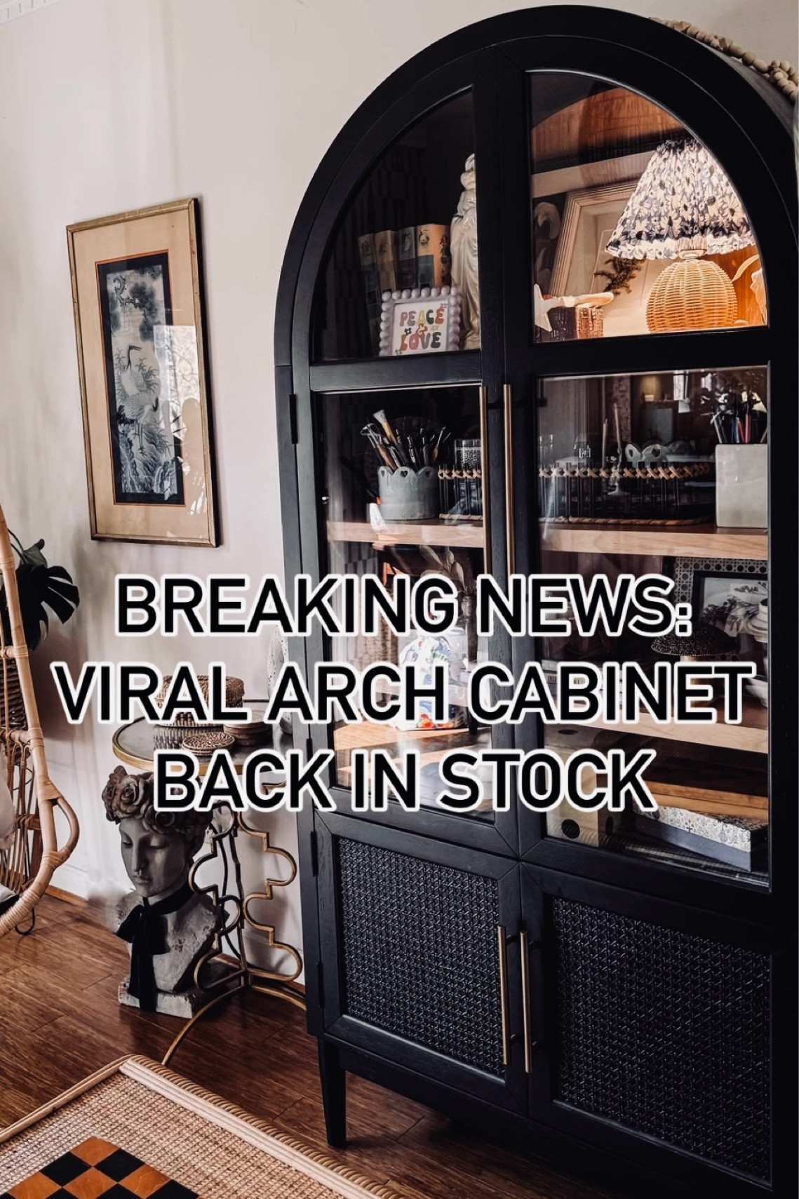 Anthropologie fern cabinet arch bookcase cabinet rattan. Lookalike back in stock!!! 

#LTKVideo #LTKSaleAlert #LTKHome