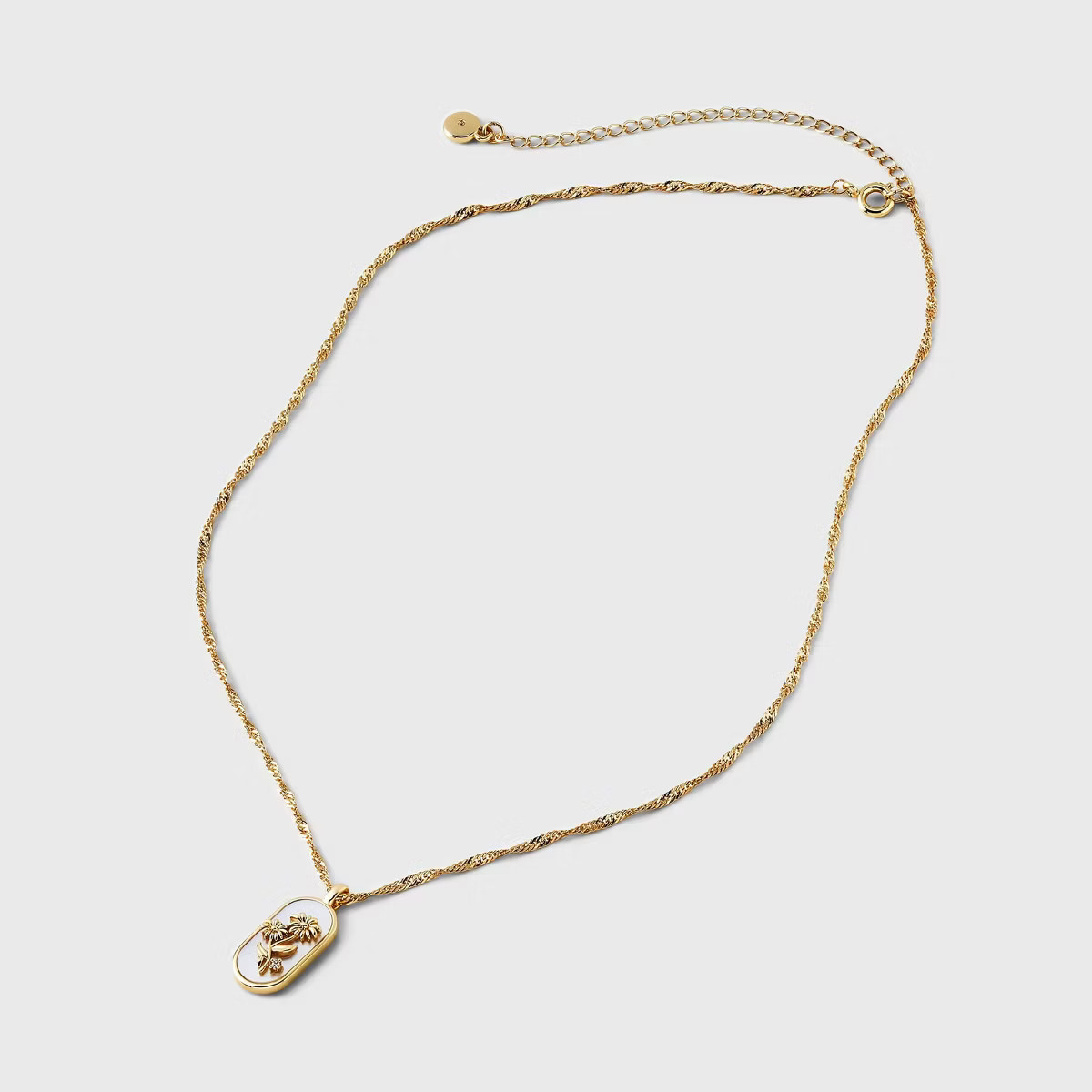 14K Gold Dipped Sunflower Mother of Pearl Tag Pendant Necklace - A New Day™ Gold | Target