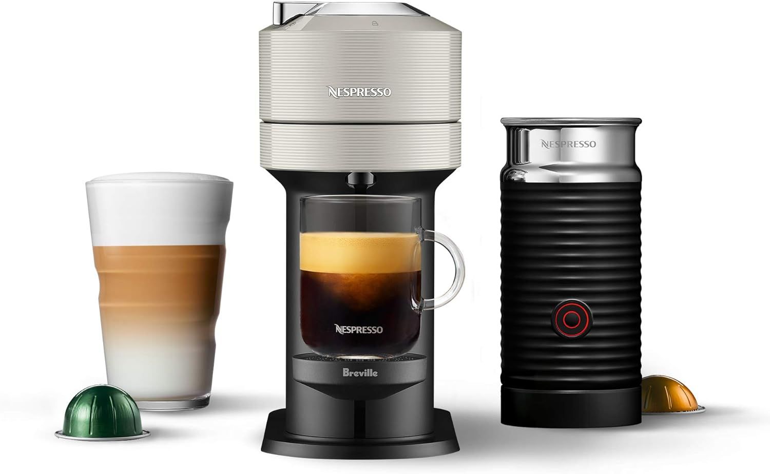 Nespresso BNV550GRY Vertuo Next Espresso Machine with Aeroccino by Breville, Light Grey | Amazon (US)