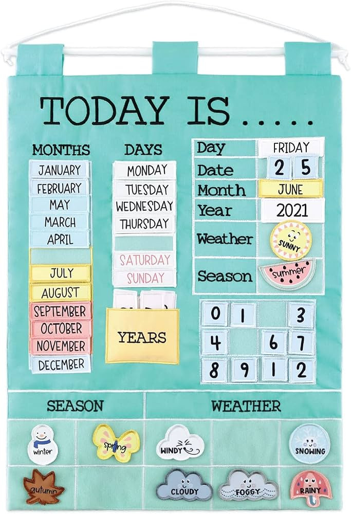 The Peanutshell Preschool Educational Wall Calendar - 53 Fabric Pieces for Months, Days, Years, W... | Amazon (US)
