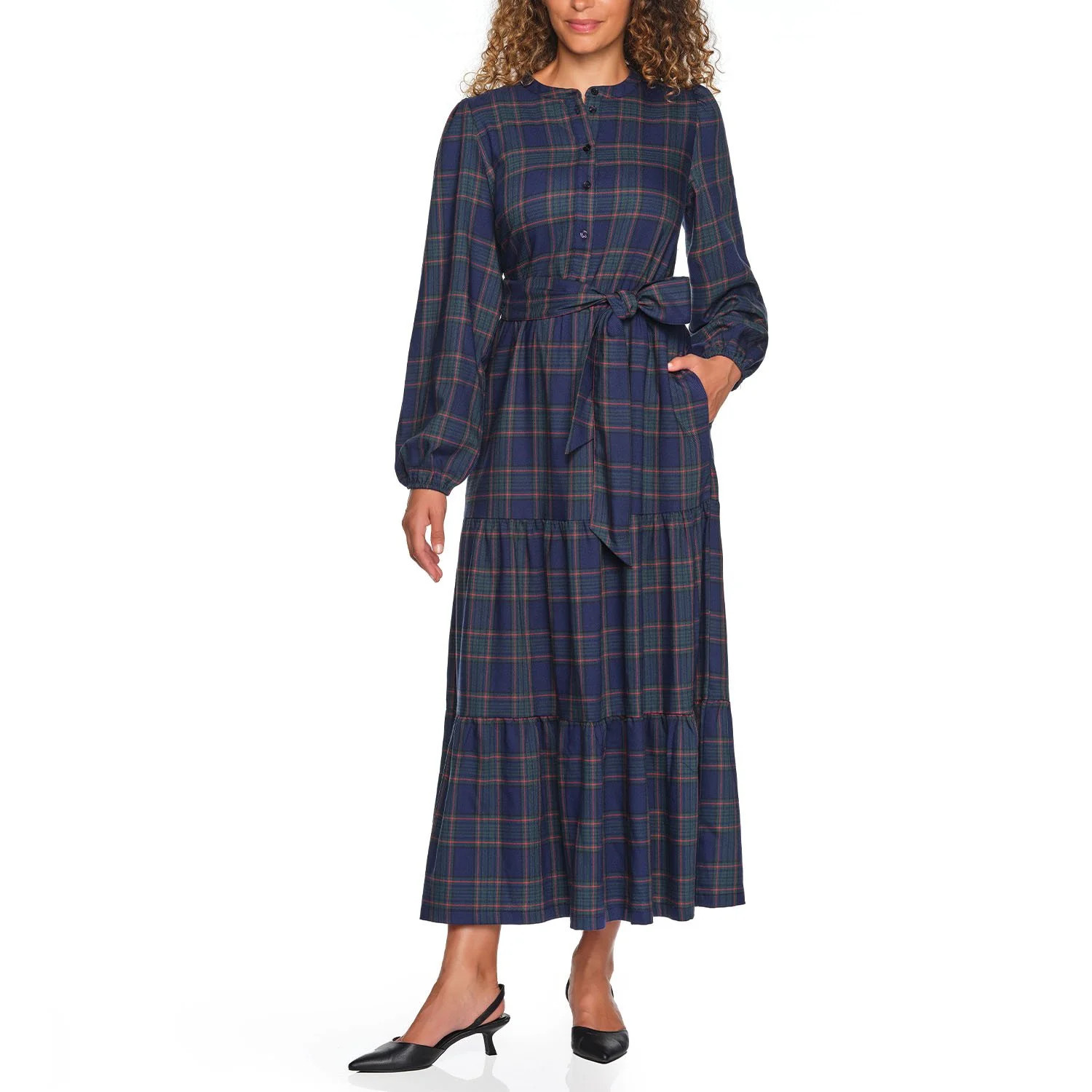 Lands' End Women's Flannel Tiered Maxi Dress | Sam's Club