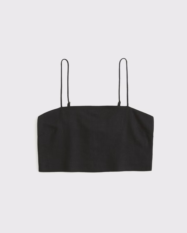 Cropped Linen-Blend Cami | Abercrombie & Fitch (US)