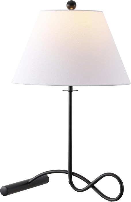 SAFAVIEH Lighting Collection \u2013 Sami Black 25 Inch Metal Table Lamp, Fabric Shade, Modern Acc... | Amazon (US)