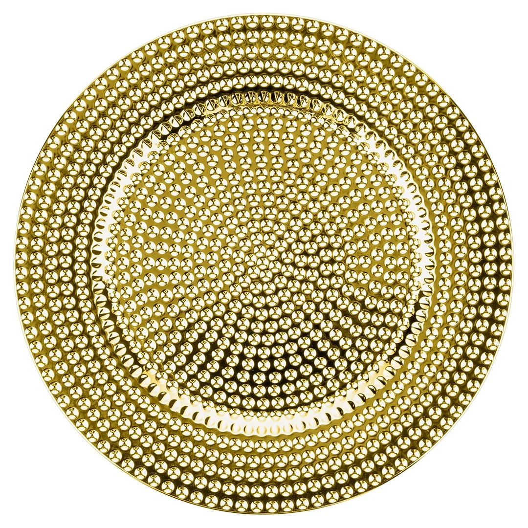 Koyal Wholesale Round 13" Shiny Metallic Gold Charger Plates, Modern Hammered Look, Bulk Set of 4 | Walmart (US)