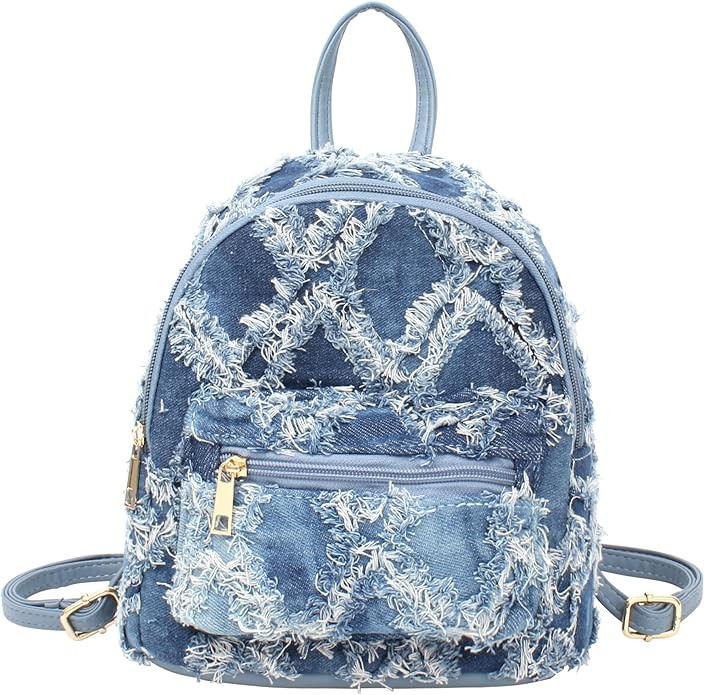 Hyuyikuwol Women Denim Mini Bucket Shoulder Crossbody Bag Drawstring Quilted Distressed Tassel Ba... | Amazon (US)
