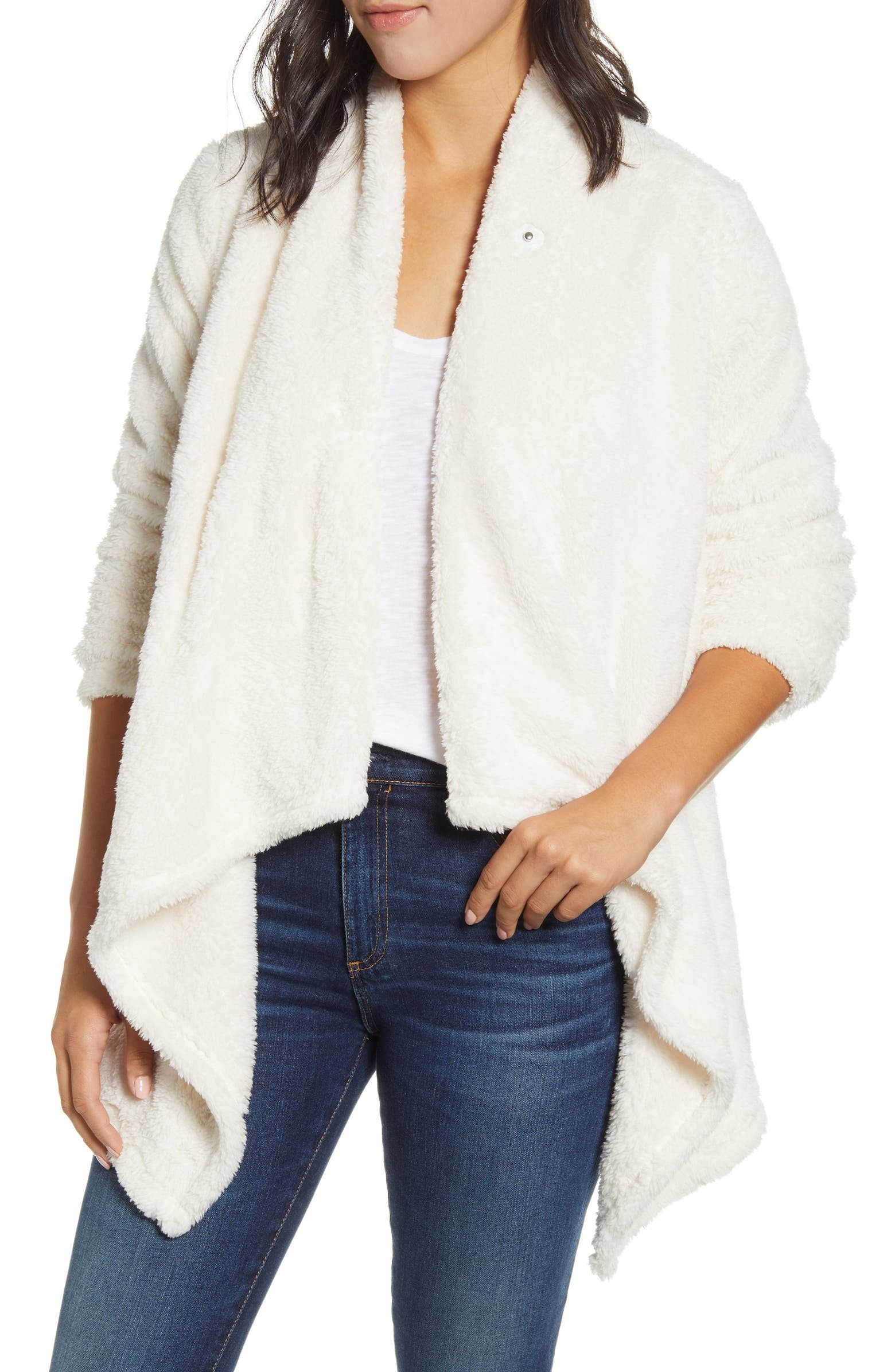 Drape Front Fleece Cardigan | Nordstrom