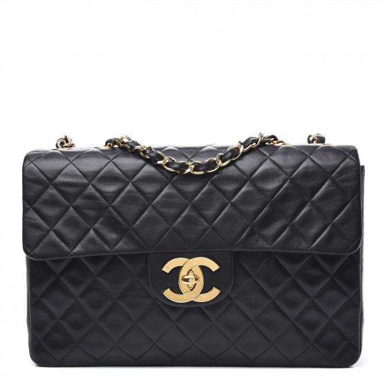 Lambskin Quilted XL Jumbo Single Flap Black | Fashionphile