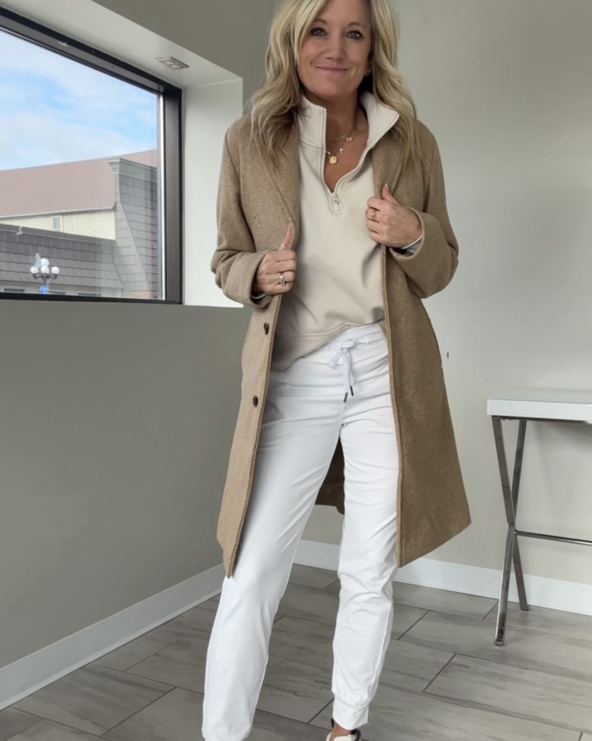 This neutral outfit is 🔥🔥🔥 love these joggers — they come in a bunch of colors. I’m wearing a small- fits true to size.

Coat  fits TTS wearing medium- selling out so linked another similar too. I have this same one in a different color.

Quarter zip— super soft and I have it in 3 colors. Wearing a small.

And my faveeeee Nikes 🤩 go with everything 

#LTKShoeCrush #LTKOver40