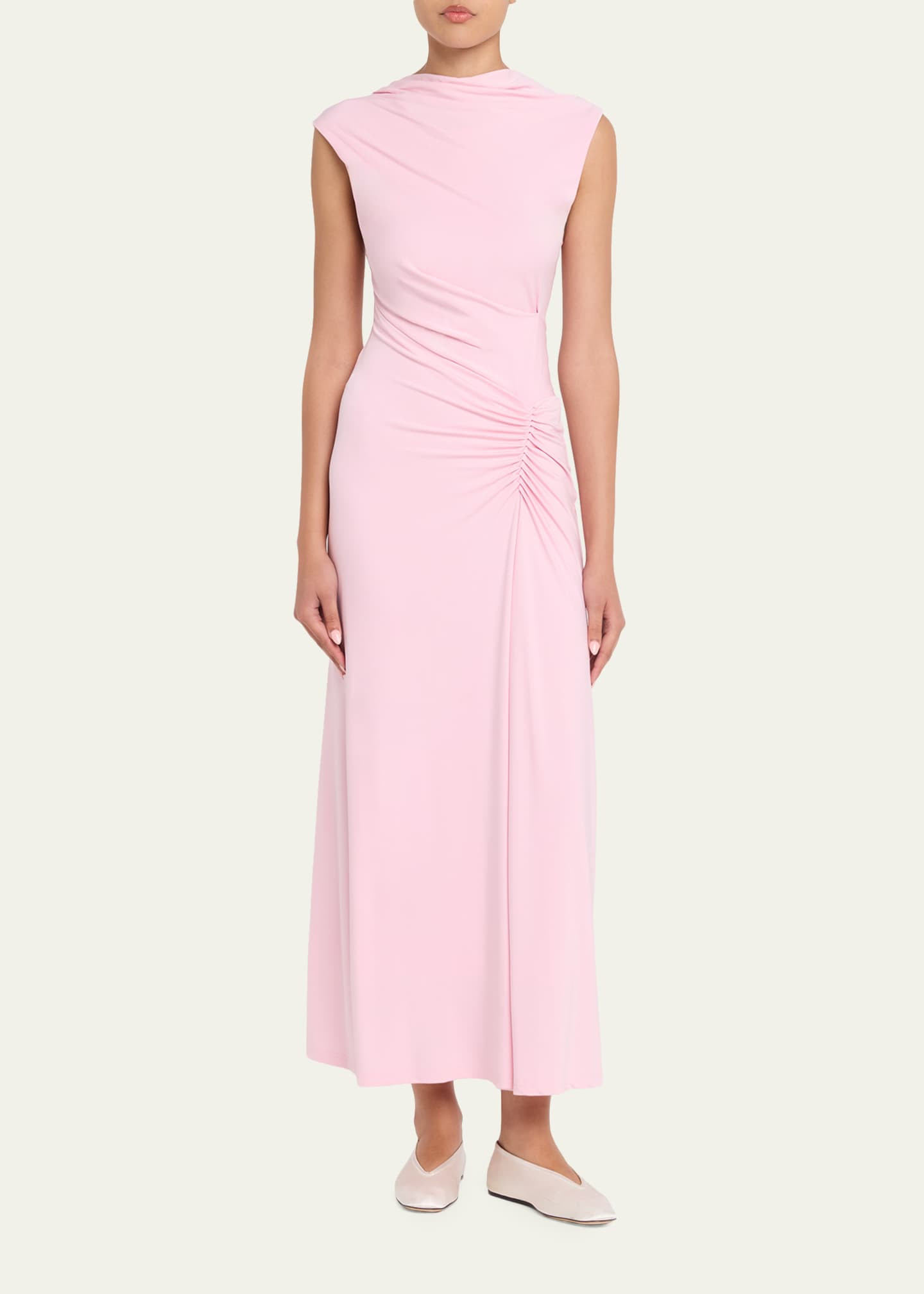SIMKHAI Acacia Draped Jersey Midi Dress | Bergdorf Goodman