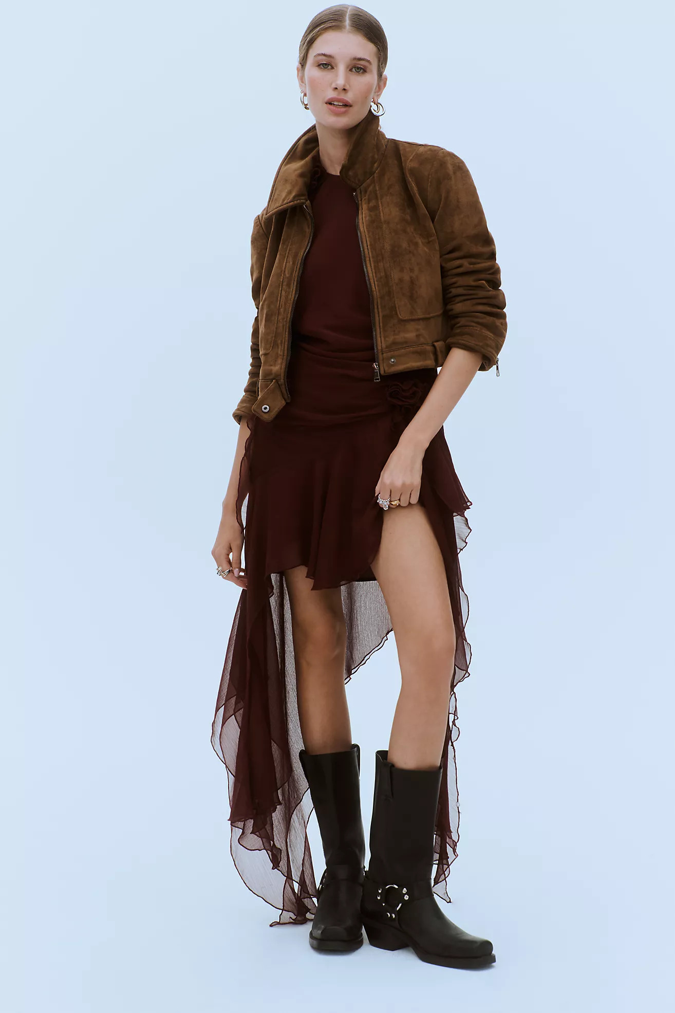 Bardot Ivana Georgette Ruffle Asymmetric High-Low Mini Dress | Anthropologie (US)