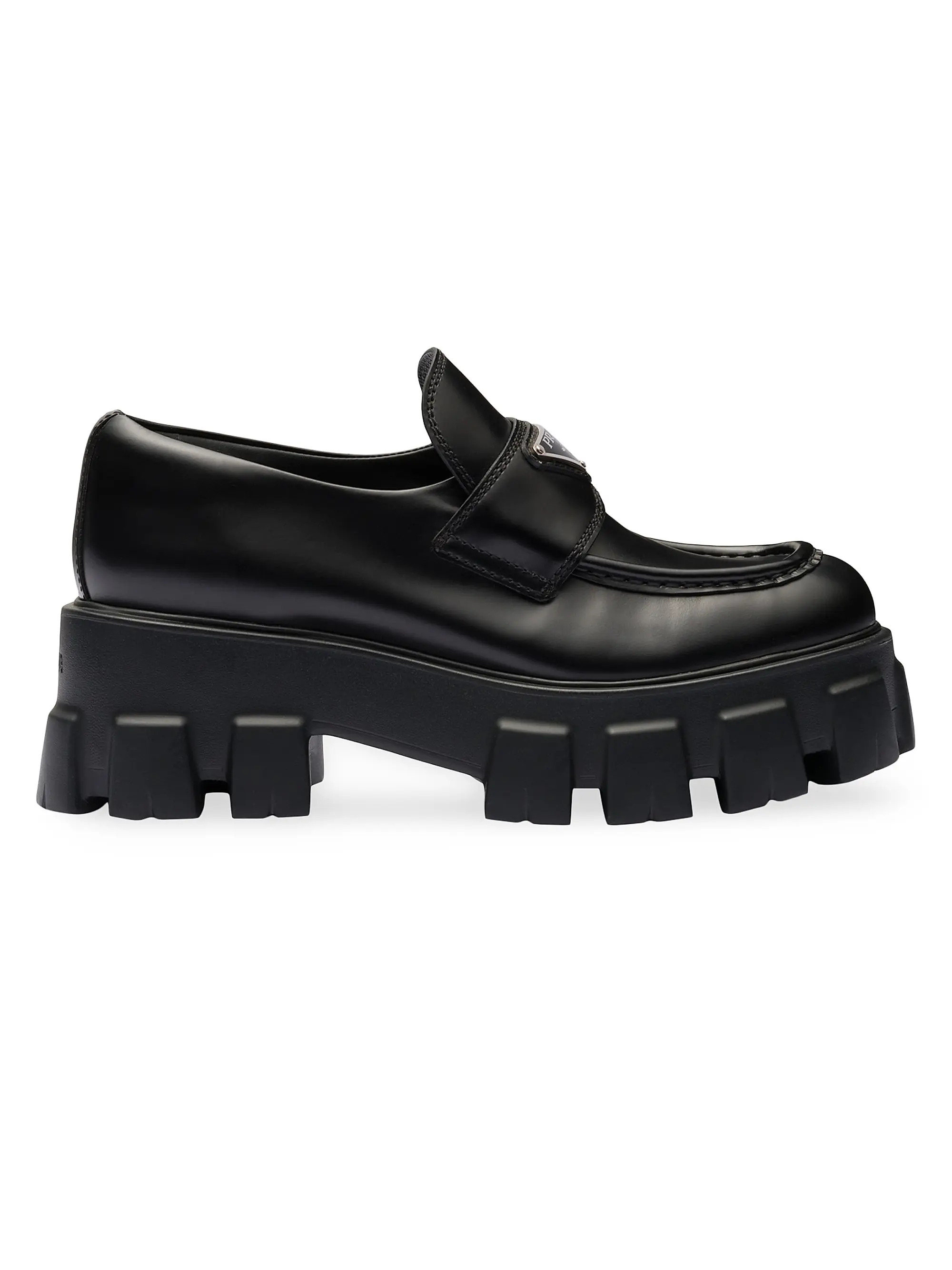 Brushed Leather Monolith Loafers | Saks Fifth Avenue
