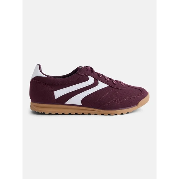 No Boundaries Women's Faux Leather and Suede Retro Inspired Lace Up Sneakers | Walmart (US)