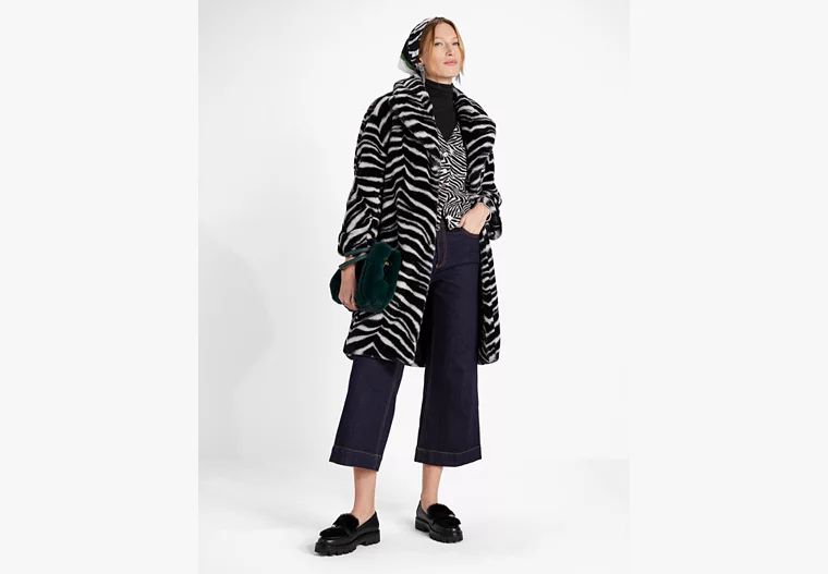 Bold Zebra Faux Fur Coat | Kate Spade Outlet