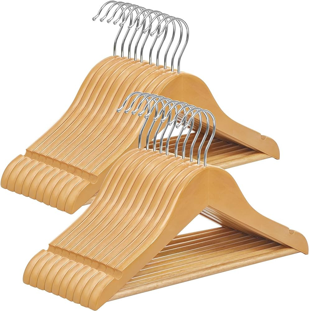 SONGMICS Kids Wooden Hangers 20 Pack, Solid Wood Baby Hangers, Children's Coat Hangers with Pants... | Amazon (US)