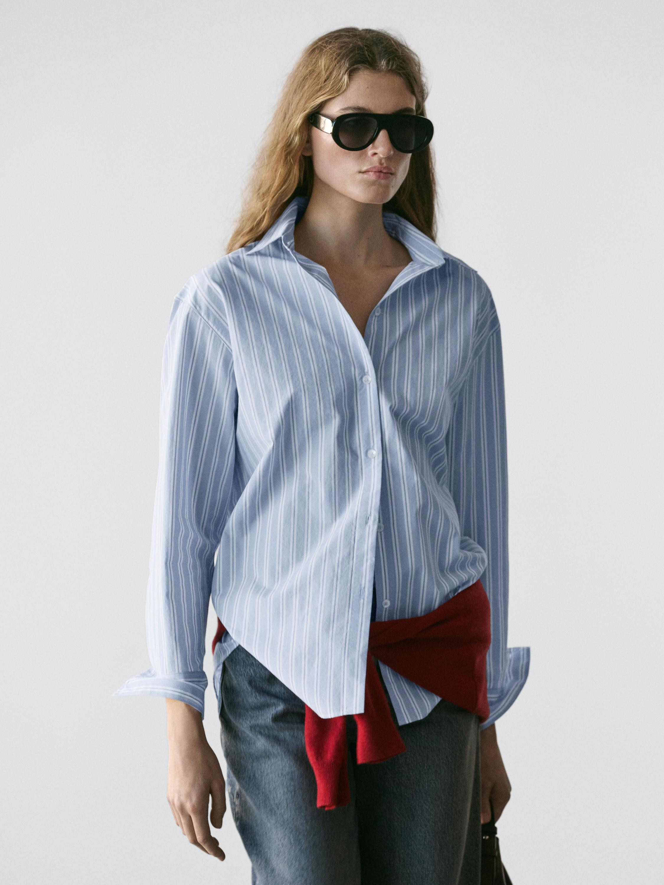 100% cotton striped shirt | Massimo Dutti UK