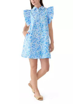 Crown & Ivy™ Women's Ruffle Sleeve Poplin Shirt Dress | Belk