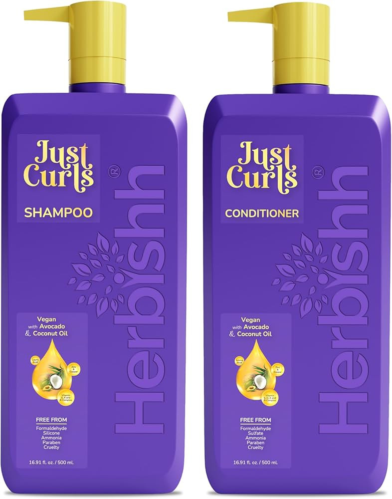 Herbishh Just Curls Coconut & Avocado Oil Infused Curly Hair Shampoo And Conditioner Set, Sulfate... | Amazon (US)