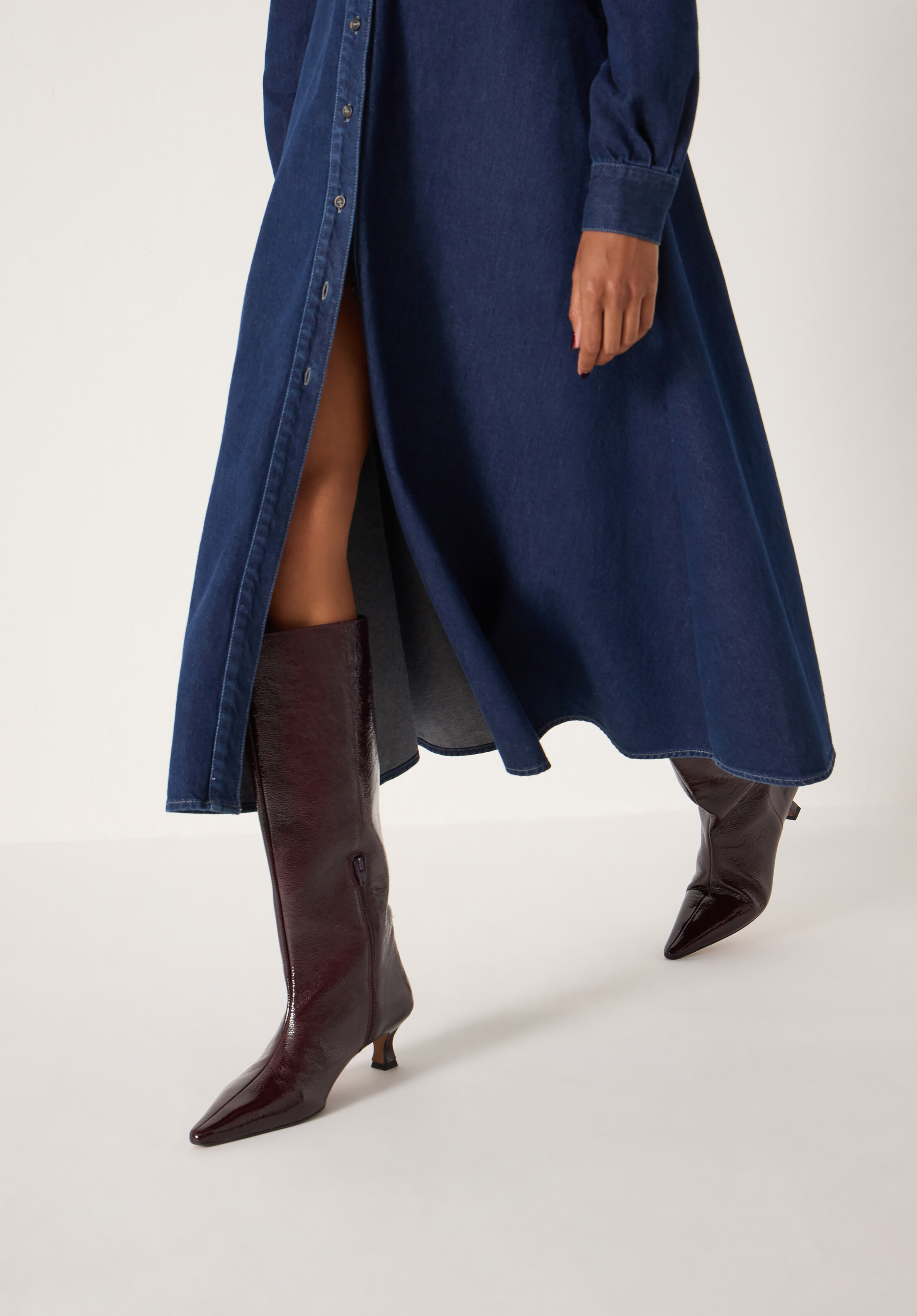 Katlynn Leather Patent Kneehigh Boots | Hush UK